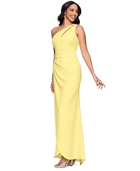 Betsy & Adam Petite One-Shoulder Ruched Gown