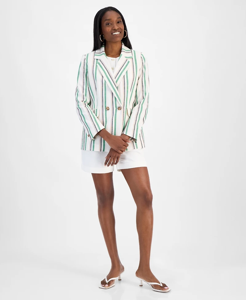 Bar Iii Women's Striped One-Button Blazer, Exclusively at Macy's