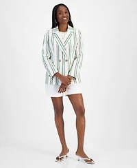 Bar Iii Women's Striped One-Button Blazer, Exclusively at Macy's