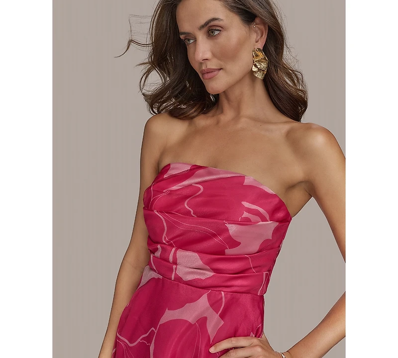 Donna Karan New York Women's Printed Strapless Ball Gown