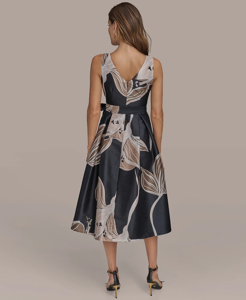Donna Karan New York Women's Floral Print Sleeveless A-Line Dress