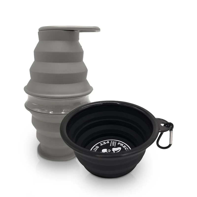 P.t. Supply Co. Feed N Sip 2-in-1 Collapsible Dog Bowl and Water Bottle, Portable Pet Feeding Solution for Travel