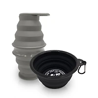 P.t. Supply Co. Feed N Sip 2-in-1 Collapsible Dog Bowl and Water Bottle, Portable Pet Feeding Solution for Travel