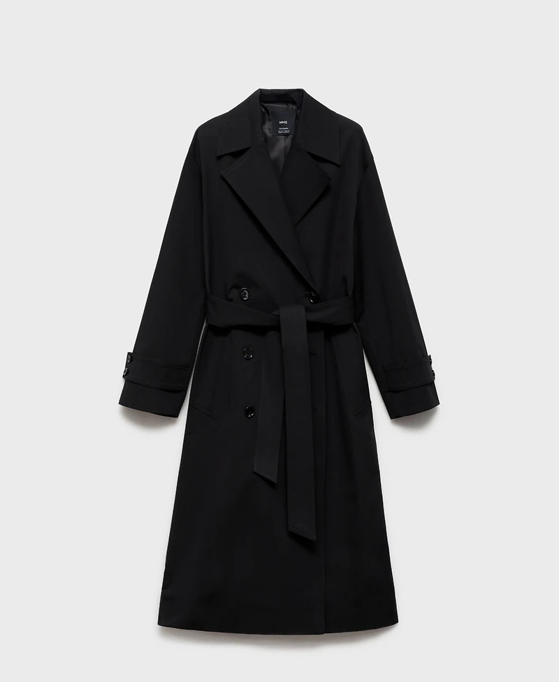 Mango Women's Long Oversized Double-Breasted Trench Coat