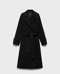 Mango Women's Long Oversized Double-Breasted Trench Coat