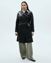 Mango Women's Leather-Effect Trench Coat