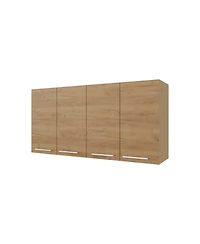Fm Furniture Lyman Wall Cabinet kitchen in Melamine wit 4 Doors , Natural Oak