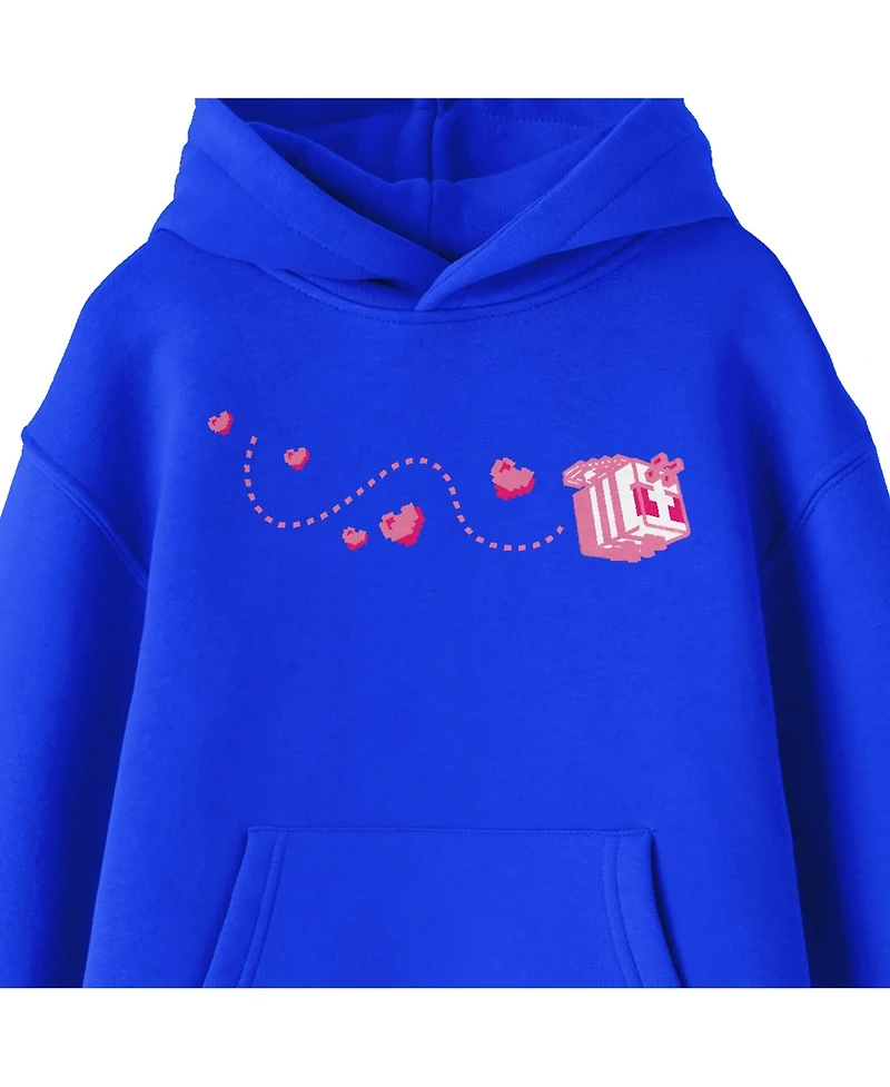 Minecraft Boys Block Butterfly Flying Youth Royal Blue Graphic Hoodie-Large