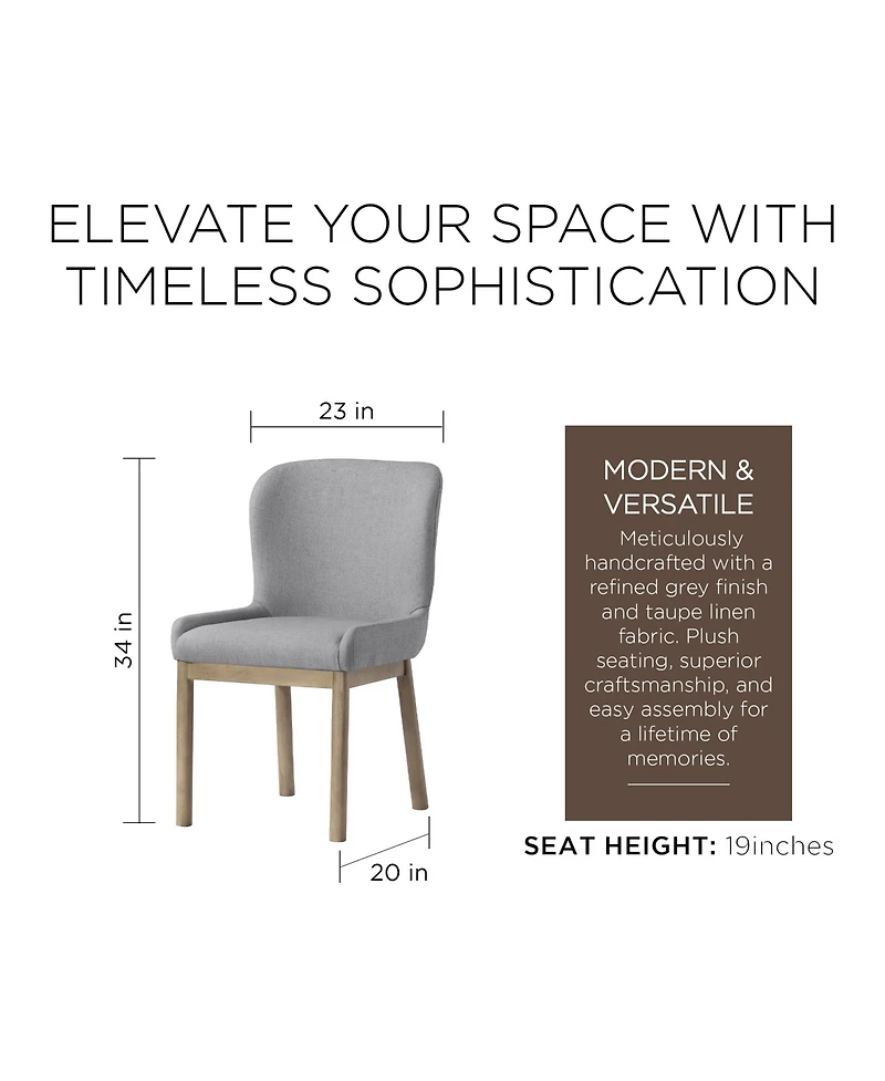 Maven Lane Gia Contemporary Dining Chair, Refined Grey Finish with Taupe Fabric