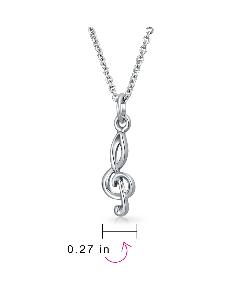 Bling Jewelry Sterling Silver Treble Clef Pendant Necklace Music Teachers and Students