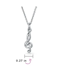 Bling Jewelry Sterling Silver Treble Clef Pendant Necklace Music Teachers and Students