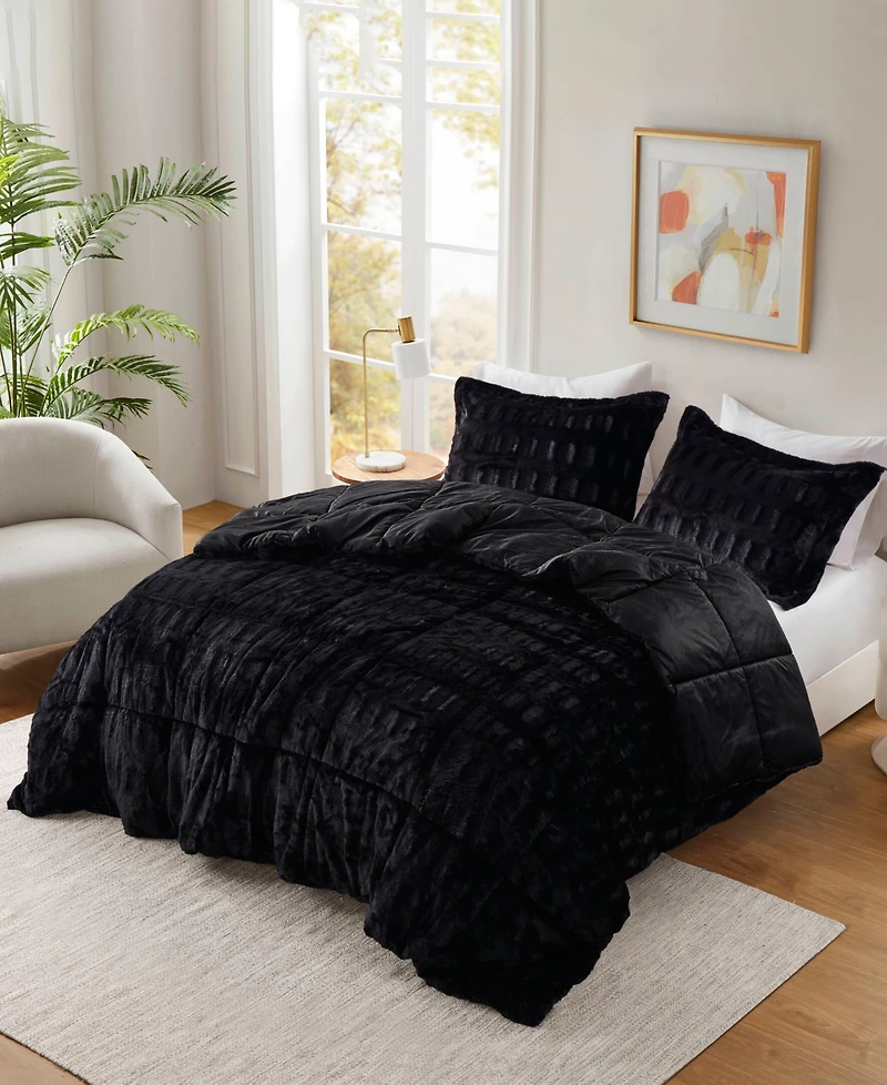 Madison Park Gia Faux-Fur 3-Pc. Comforter Set