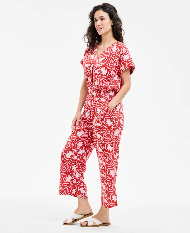 Style & Co Women's Printed Cotton Gauze Cropped Pull-On Pants, Exclusively at Macy's