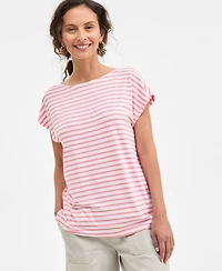 Style & Co Women's Printed Mixed-Media Short-Sleeve Top, Exclusively at Macy's