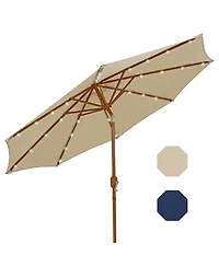 8.5 ft Outdoor Patio Umbrella with Tilt, Crank and Vent - Faux Woodgrain Finish Solar