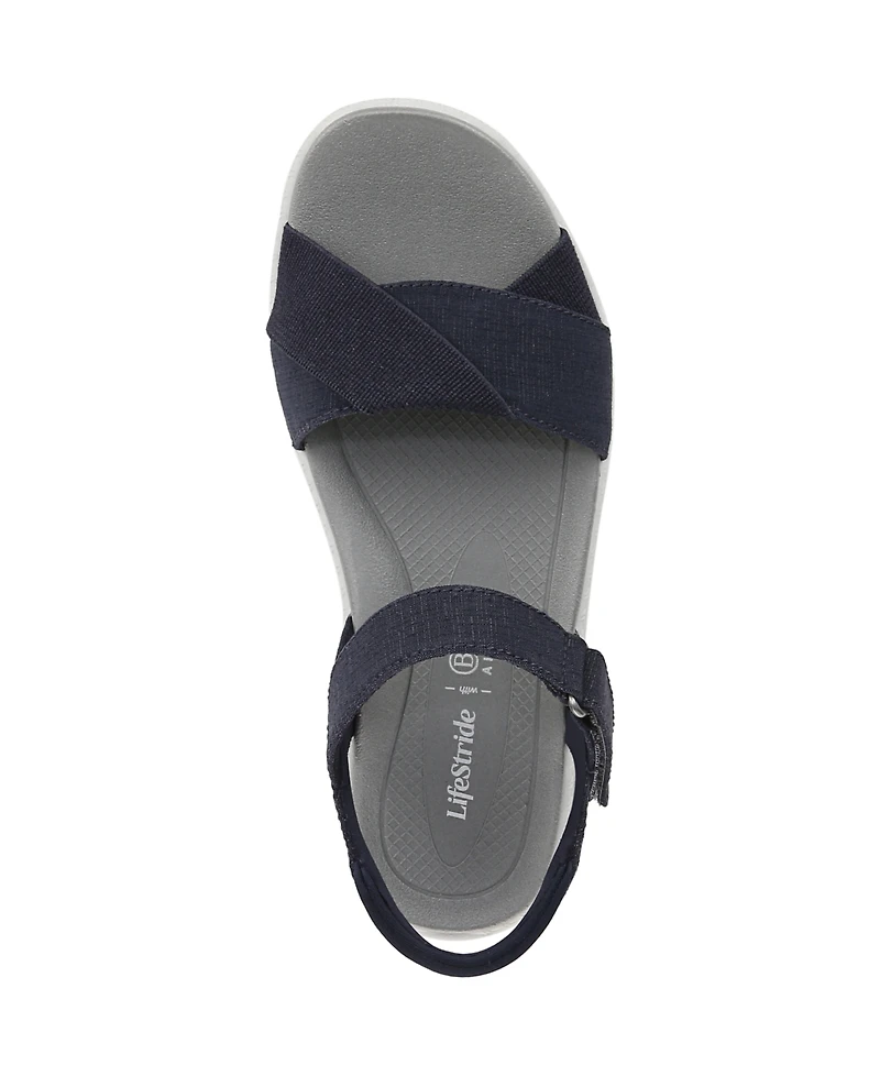 LifeStride Women's Lane Washable Open Round Toe Strappy Sandals