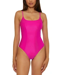 Becca Women's Monte Carlo Shiny Rib-Knit One Piece Swimsuit