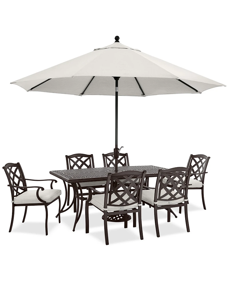 Wythburn Outdoor Dining 7pc Set (72"x38" Table & 4 Lattice Chairs 2 Swivel Chairs), Created for Macy's