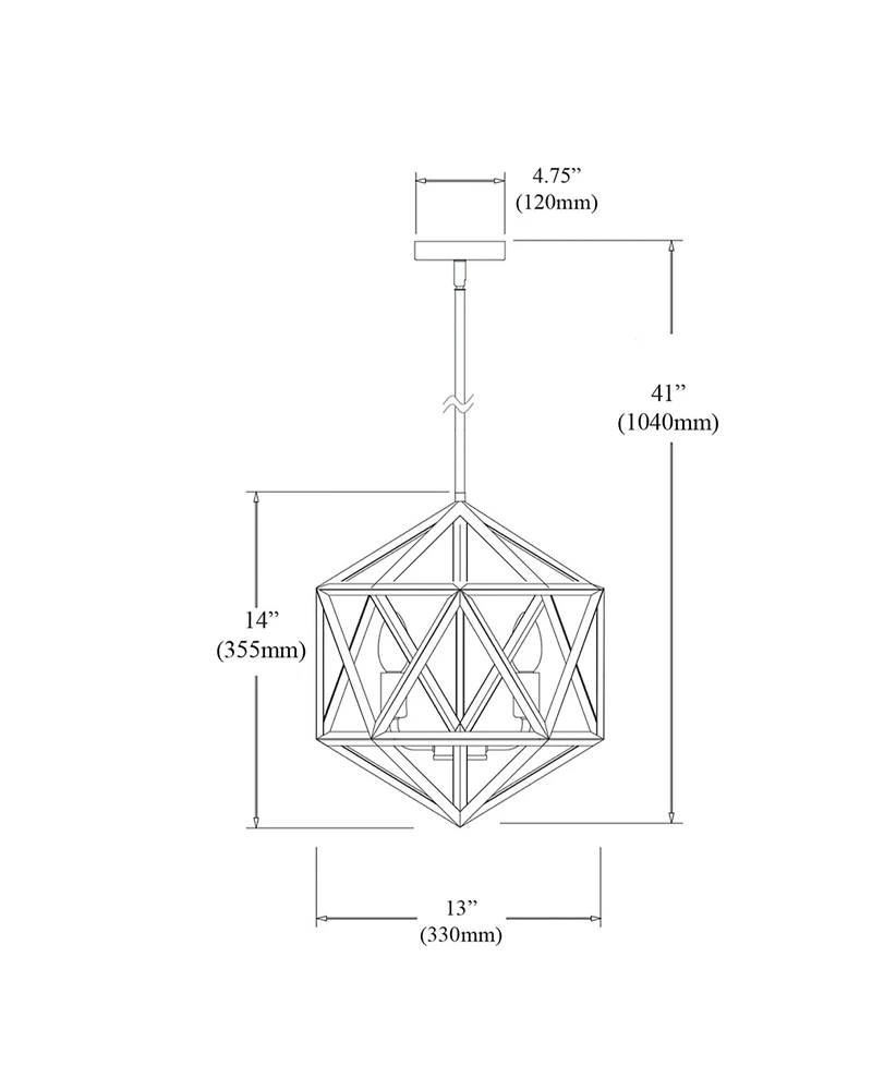 Dainolite 14" Metal Archello 3 Light Led Chandelier