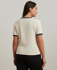Lauren Ralph Lauren Plus Size Two-Tone Short-Sleeve Sweater