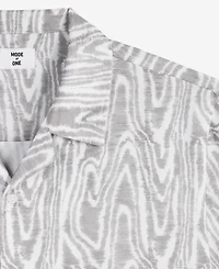 Mode of One Men's Woodgrain Relaxed-Fit Printed Button-Down Shiny Twill Camp Shirt, Exclusively at Macy's