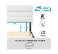 Boyd Sleep Piedmont Leatherette Upholstered Platform Bed Frame with Adjustable Headboard