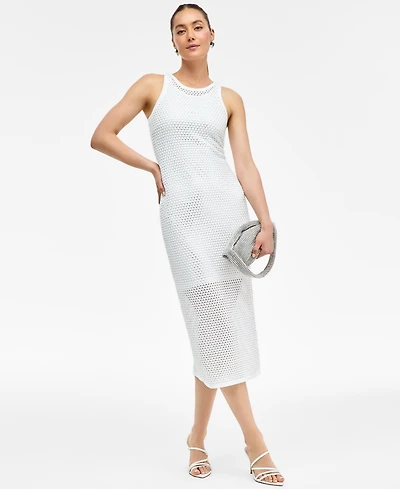 I.n.c. International Concepts Women's Embellished Open-Knit Sweater Dress, Exclusively at Macy's