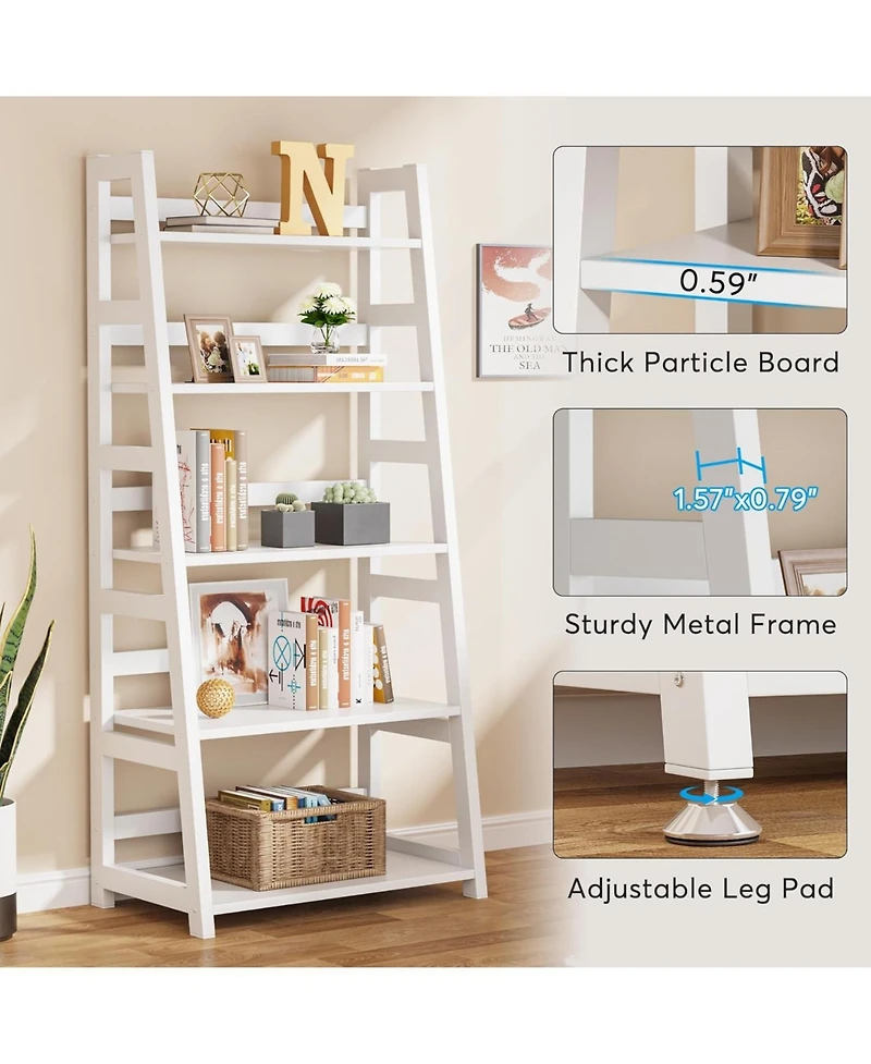Tribesigns 5-Tier Bookshelf Modern Bookcase, 5 Shelf Ladder Shelf Book Storage Shelf Organizer for Living Room, Home Office