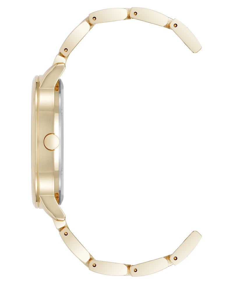 Nine West Women's Quartz Gold-Tone Metal Alloy Delicate Floral Dial Watch, 36mm