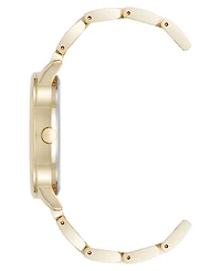 Nine West Women's Quartz Gold-Tone Metal Alloy Delicate Floral Dial Watch, 36mm
