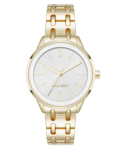 Nine West Women's Quartz Silver and Gold-Tone Metal Alloy Bracelet Watch, 33mm