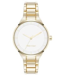Nine West Women's Quartz White and Gold-Tone Metal Alloy Watch, 34mm