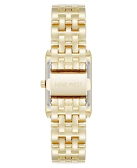 Nine West Women's Quartz Rectangular White and Gold-Tone Metal Alloy Watch, 24mm