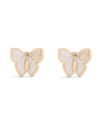 Coach White Enamel Signature Butterfly Stud Earrings