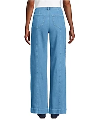 Lands' End Women's Soft Denim High Rise Wide Leg Utility Jeans