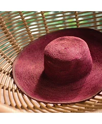 Brunna.co Lolo Wide-brim Jute Boater Hat in Burgundy