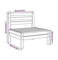 Patio Sofa Armless Wax Brown Solid Wood Pine