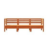 Patio Sofa 3-Seater Wax Brown Solid Wood Pine