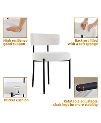 Dyhome Kitchen Chairs Mid-Century Modern Dining Chairs Set of 4, Kitchen Dining Room Chairs, Polyester Upholstered Wishbone Dining Chair
