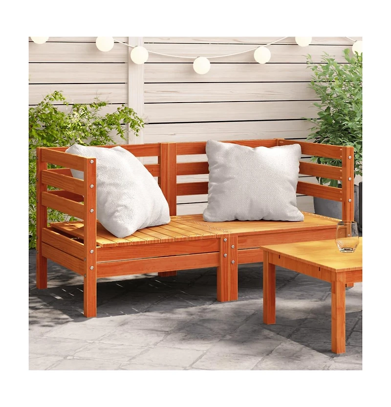 Patio Sofas Corner 2 pcs Wax Brown Solid Wood Pine