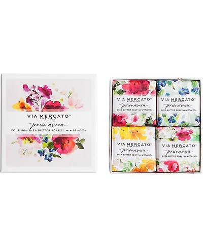 Via Mercato Primavera 50g Soap Bar Gift Set, 4 Piece, Spring Flowers