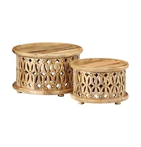 2 Piece Coffee Table Set Solid Wood Mango
