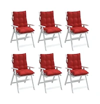 Lowback Chair Cushions 6 pcs Red Oxford Fabric