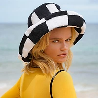 Brunna.co Shilo Checkered Crochet Hat In Black & White
