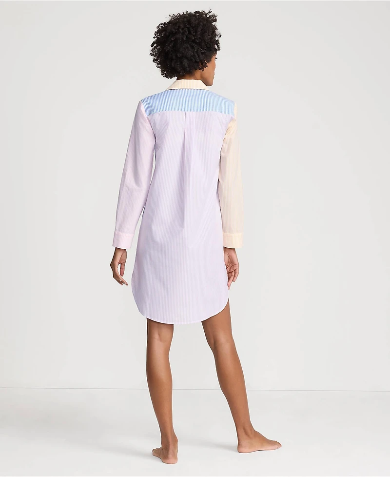 Lands' End Women's Cotton Poplin Long Sleeve Sleepshirt Nightgown