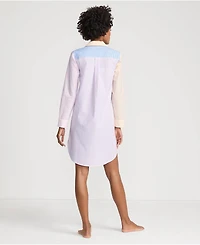 Lands' End Women's Cotton Poplin Long Sleeve Sleepshirt Nightgown