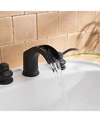 8 in. Waterfall 2-Handle Bathroom Widespread Sink Faucet With Pop-up Drain Assembly Spot Resist Polished Chrome