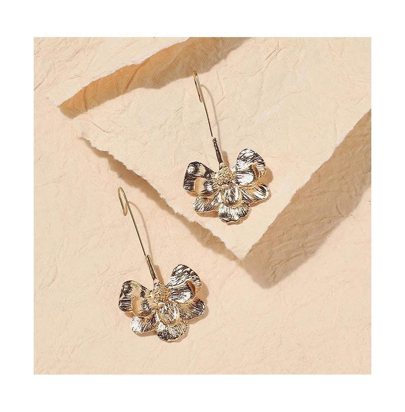 Metallic Semi Flora Drop Earrings