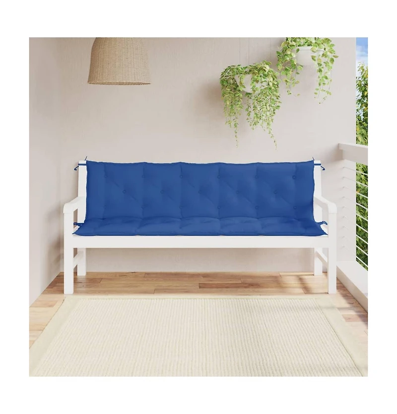 Garden Bench Cushions 2 pcs Blue 70.9"x19.7"x2.8" Oxford Fabric