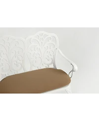 Streamdale White Metal Floral Park Bench for Outdoor Spaces